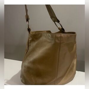 Hobo International Metallic Bronze Leather Hobo Shoulder Bag Slouchy Large